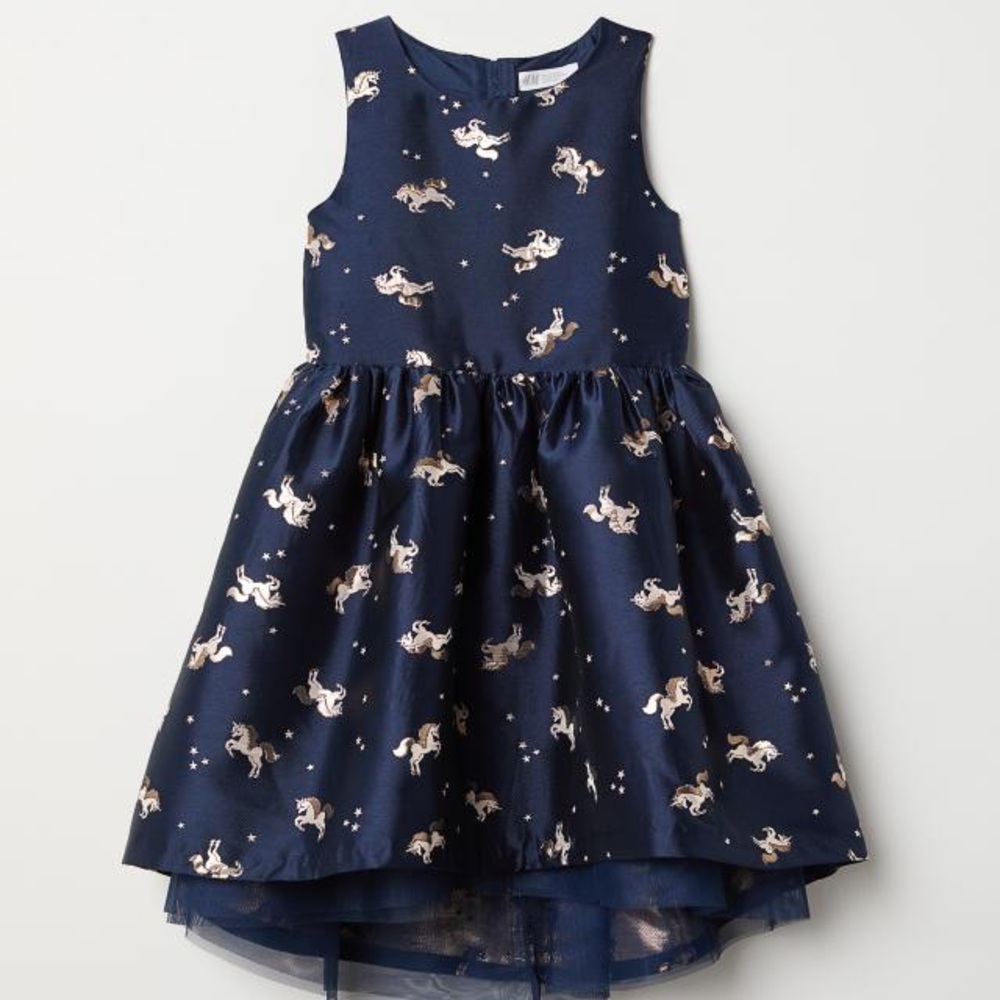 H&M Dark Blue & Gold Unicorn Formal Dress